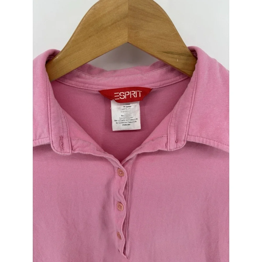 Vintage Esprit Polo Sz L Y2K Preppy Barbiecore Momcore Feminine - Picture 2 of 8